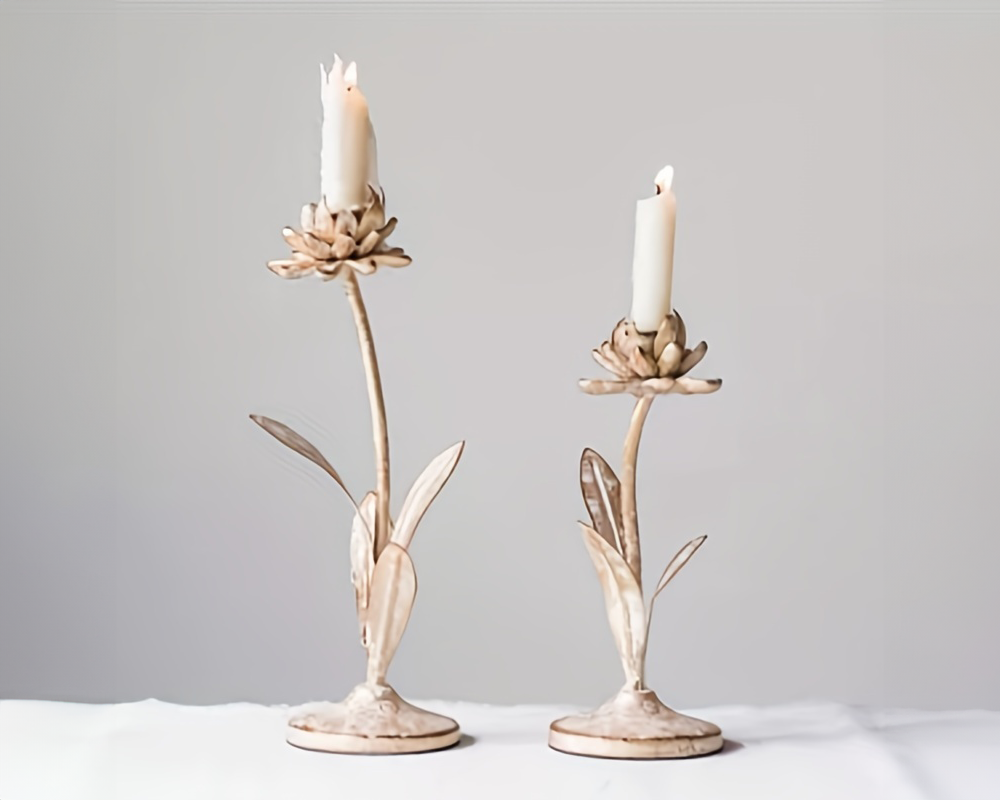 Floral Candlestick Duo